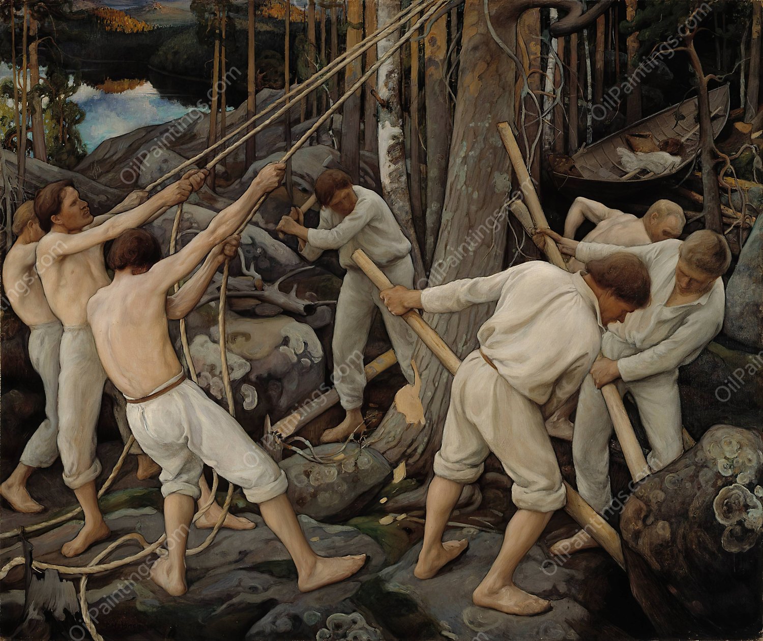 Pioneers In Karelia  by Pekka Halonen - Hand-Painted Oil Painting Reproduction