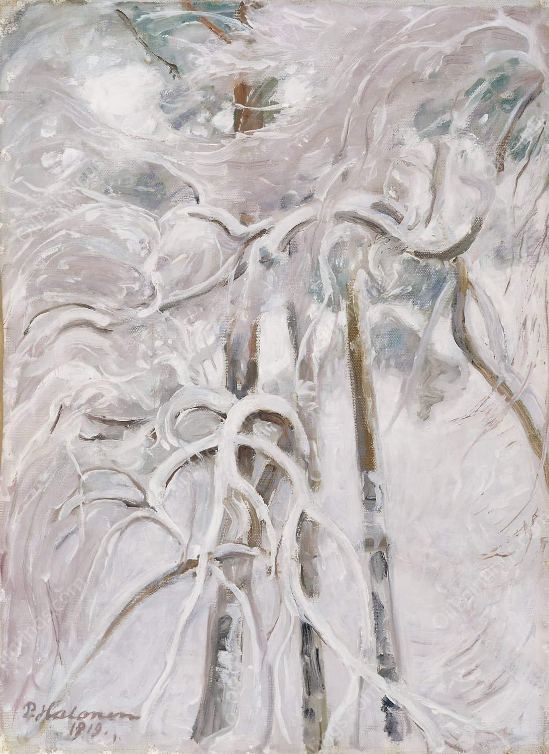 Snow-Decked Pine  by Pekka Halonen - Hand-Painted Oil Painting Reproduction