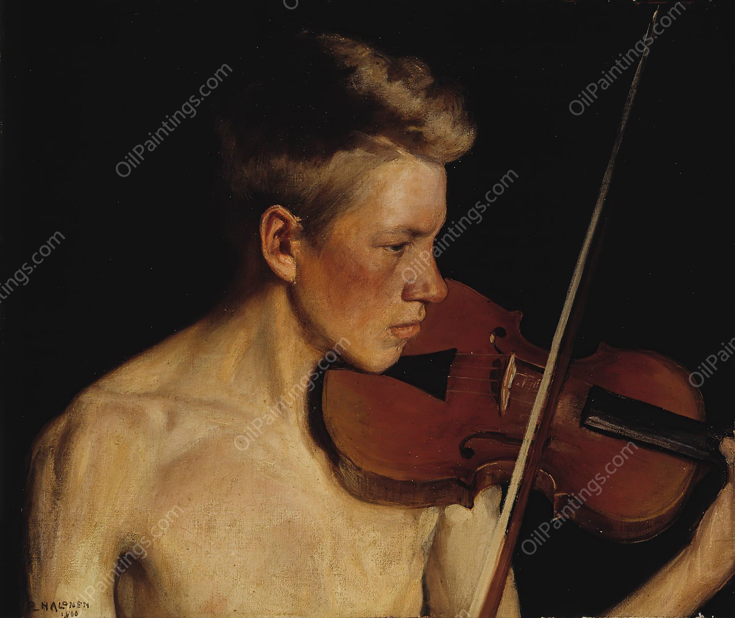 The Violinist  by Pekka Halonen - Hand-Painted Oil Painting Reproduction