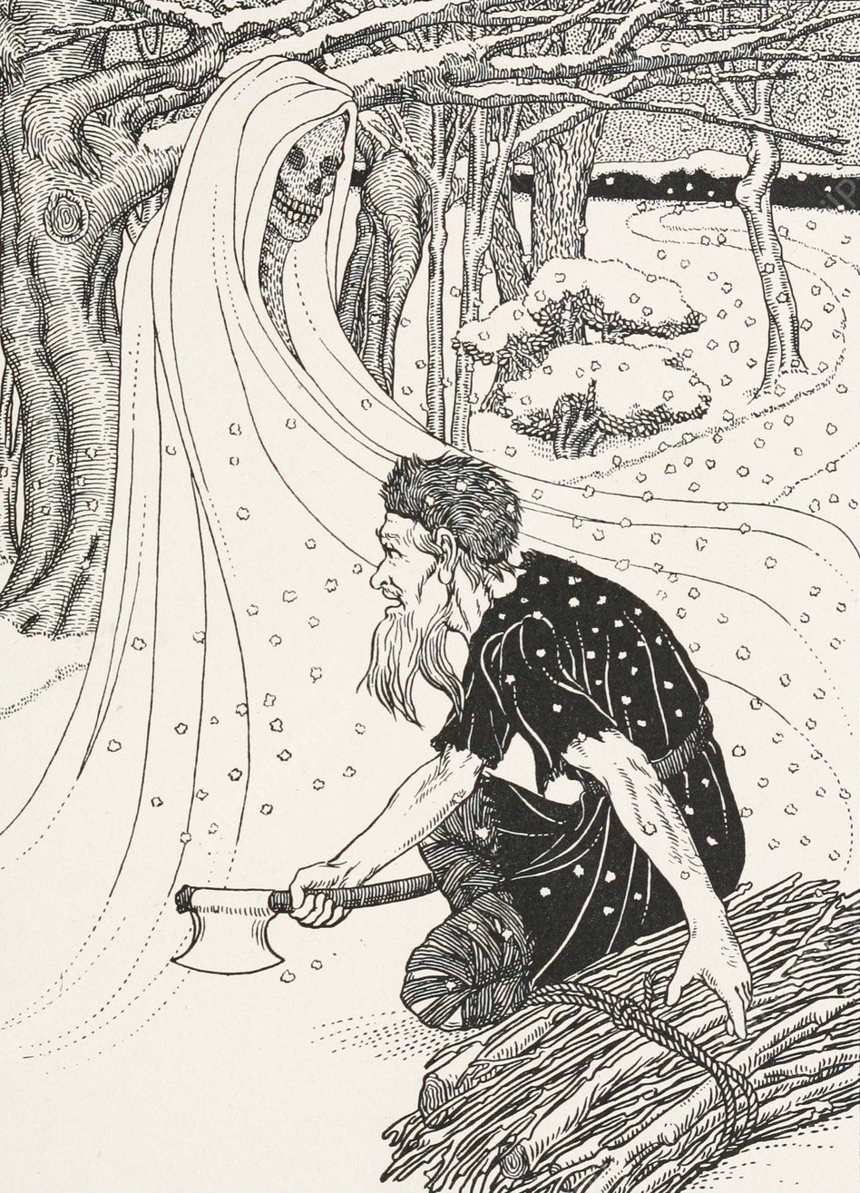 Death and the Woodman  by Percy J. Billinghurst - Hand-Painted Oil Painting Reproduction