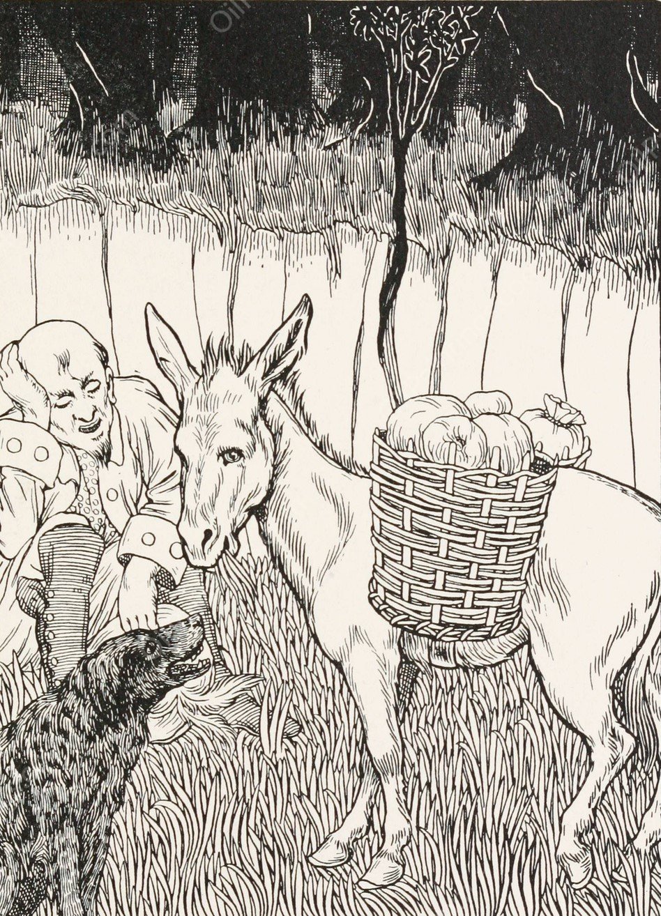 The Ass and the Dog  by Percy J. Billinghurst - Hand-Painted Oil Painting Reproduction