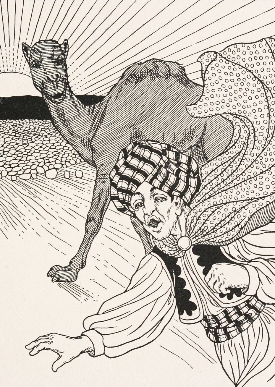 The Camel and the Floating Sticks  by Percy J. Billinghurst - Hand-Painted Oil Painting Reproduction