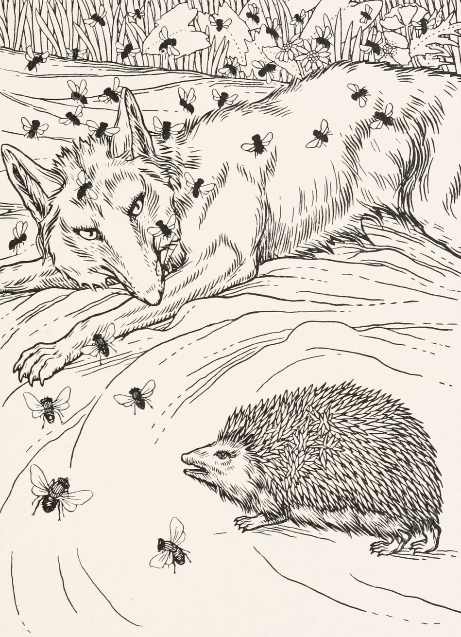 The Fox, the Flies, and the Hedgehog  by Percy J. Billinghurst - Hand-Painted Oil Painting Reproduction