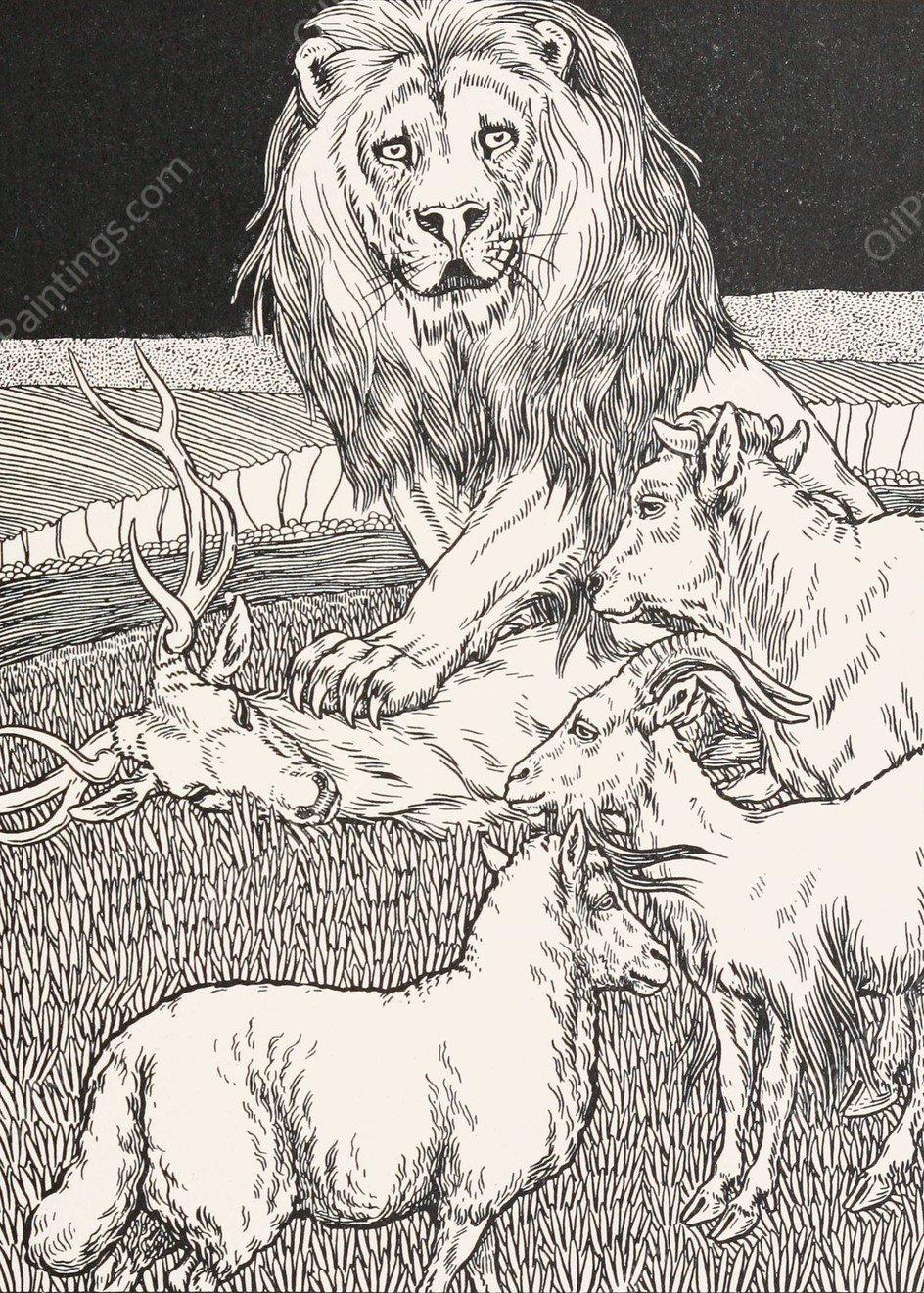 The Heifer, the Goat, and the Sheep  by Percy J. Billinghurst - Hand-Painted Oil Painting Reproduction