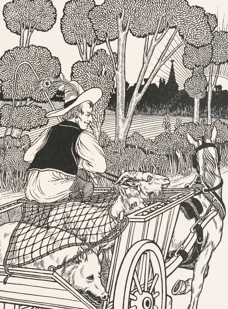 The Hog, the Goat, and the Sheep  by Percy J. Billinghurst - Hand-Painted Oil Painting Reproduction