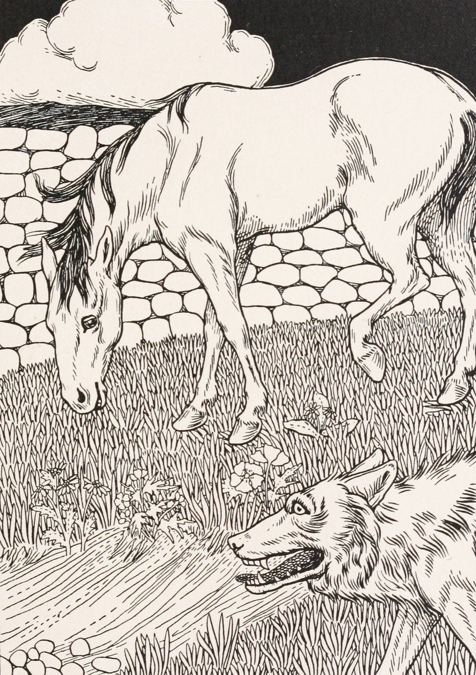 The Horse and the Wolf  by Percy J. Billinghurst - Hand-Painted Oil Painting Reproduction