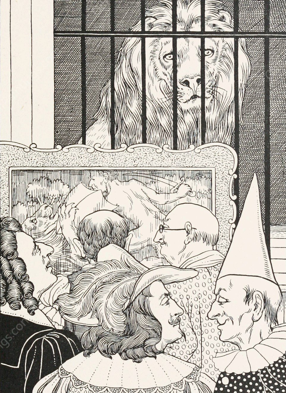 The Lion beaten by the Man  by Percy J. Billinghurst - Hand-Painted Oil Painting Reproduction