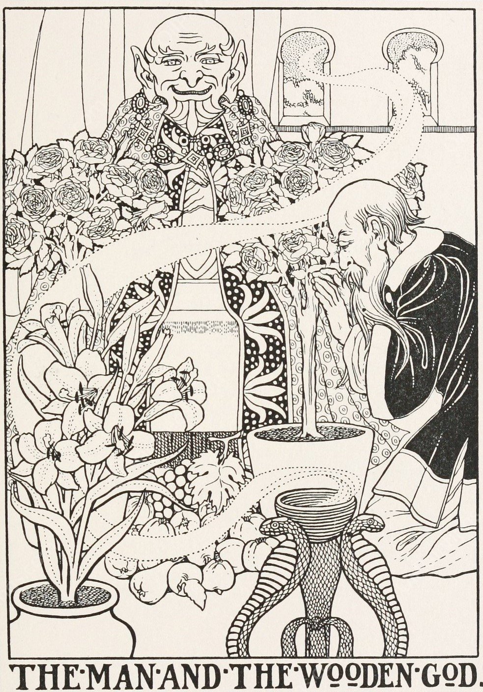 The Man and the Wooden God  by Percy J. Billinghurst - Hand-Painted Oil Painting Reproduction