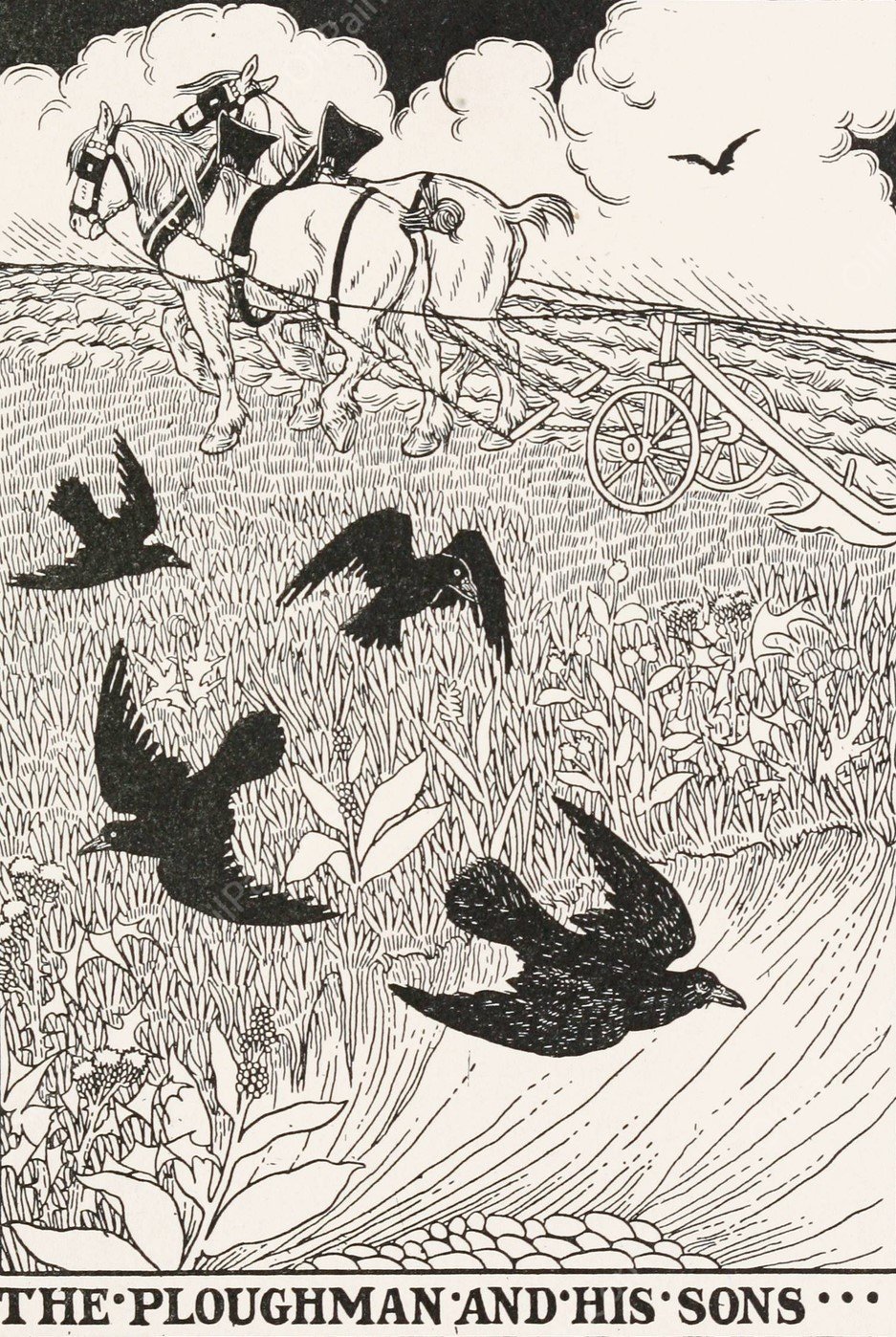 The Ploughman and his Sons  by Percy J. Billinghurst - Hand-Painted Oil Painting Reproduction