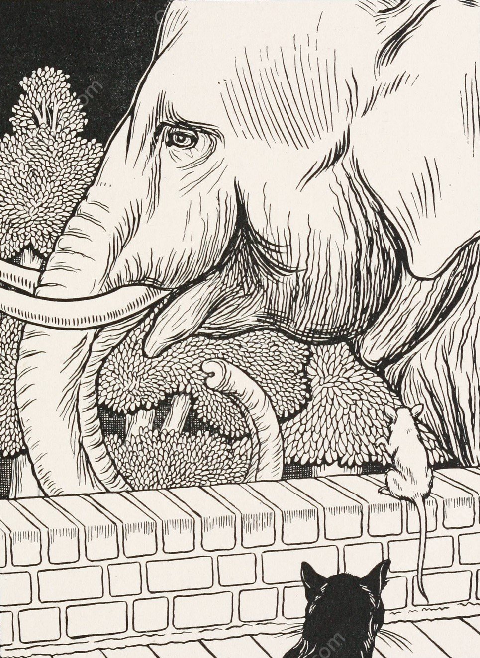 The Rat and the Elephant  by Percy J. Billinghurst - Hand-Painted Oil Painting Reproduction