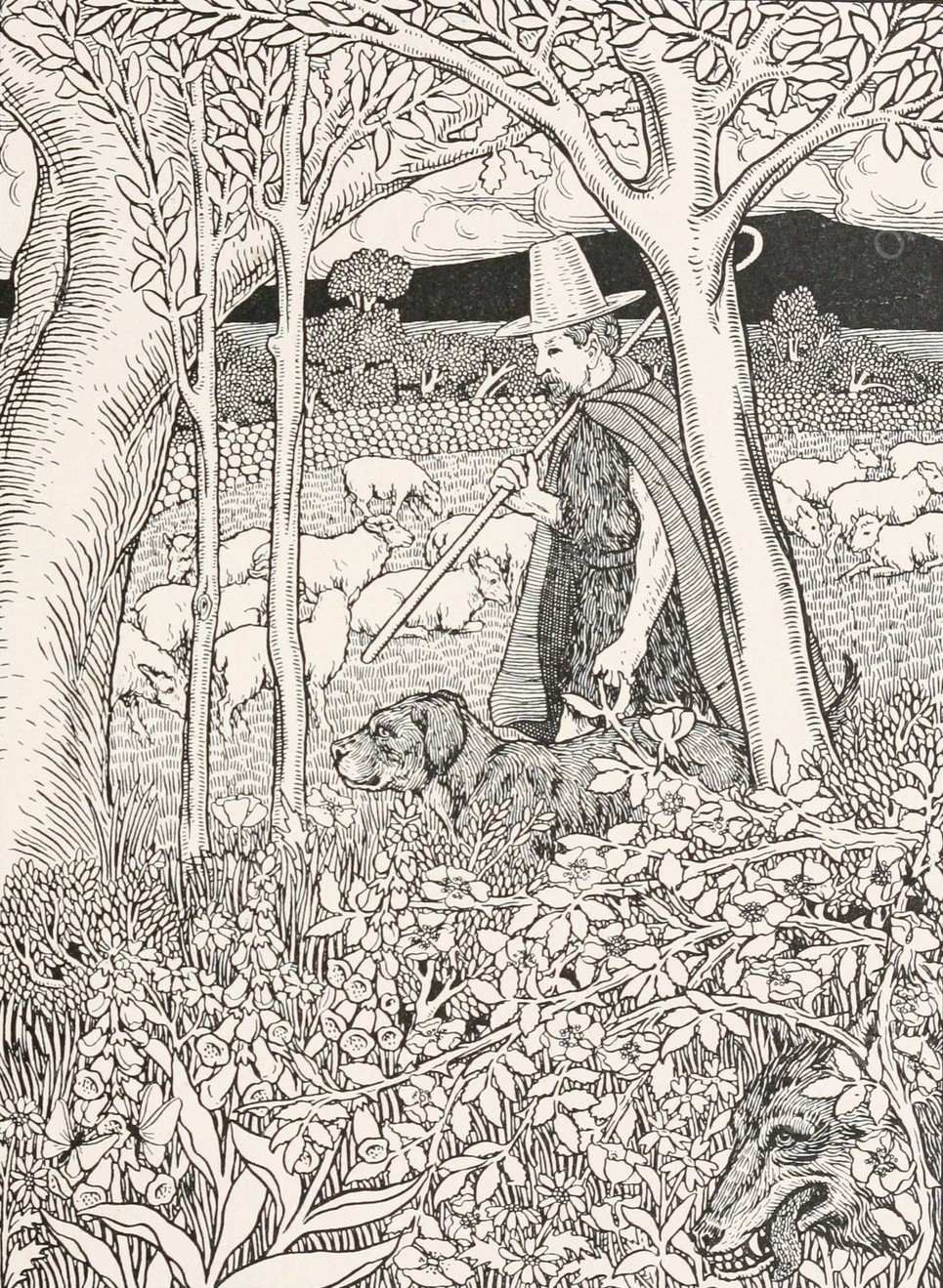 The Shepherd and his Dog  by Percy J. Billinghurst - Hand-Painted Oil Painting Reproduction