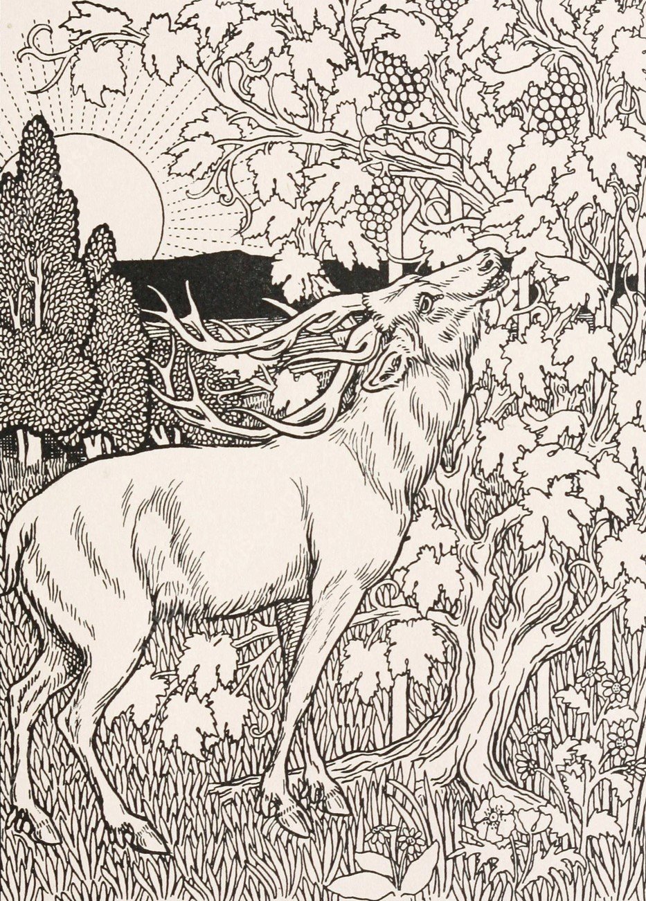 The Stag and the Vine  by Percy J. Billinghurst - Hand-Painted Oil Painting Reproduction