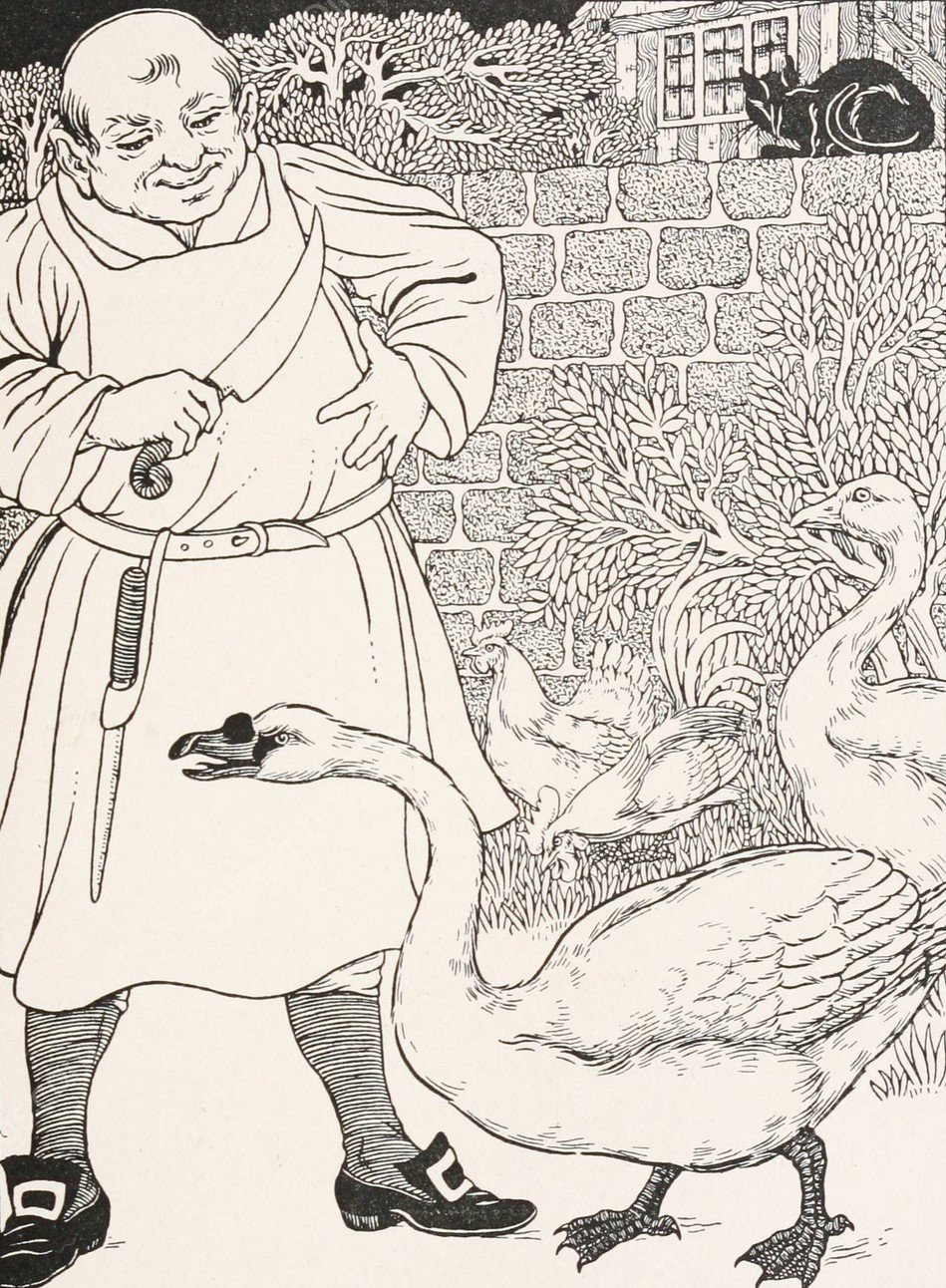 The Swan and the Cook  by Percy J. Billinghurst - Hand-Painted Oil Painting Reproduction