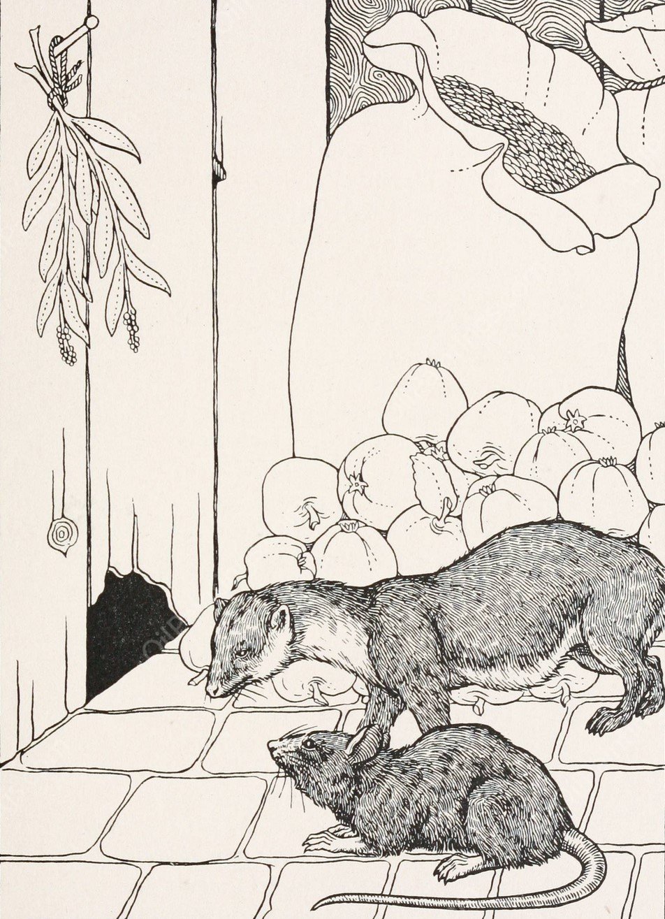 The Weasel in the Granary  by Percy J. Billinghurst - Hand-Painted Oil Painting Reproduction