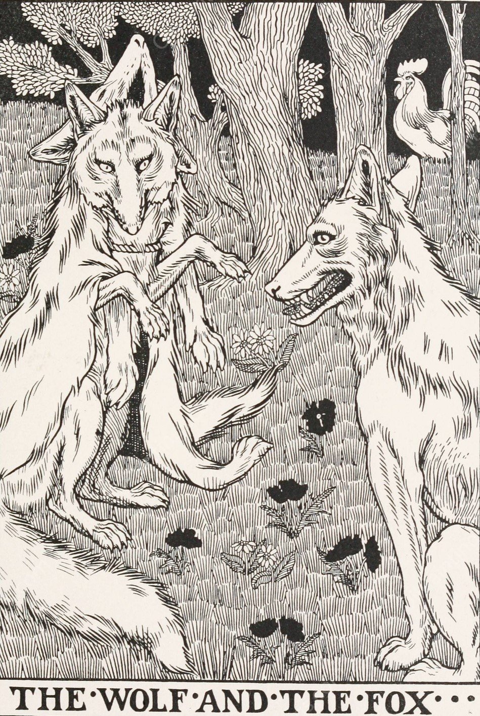 The Wolf and the Fox  by Percy J. Billinghurst - Hand-Painted Oil Painting Reproduction