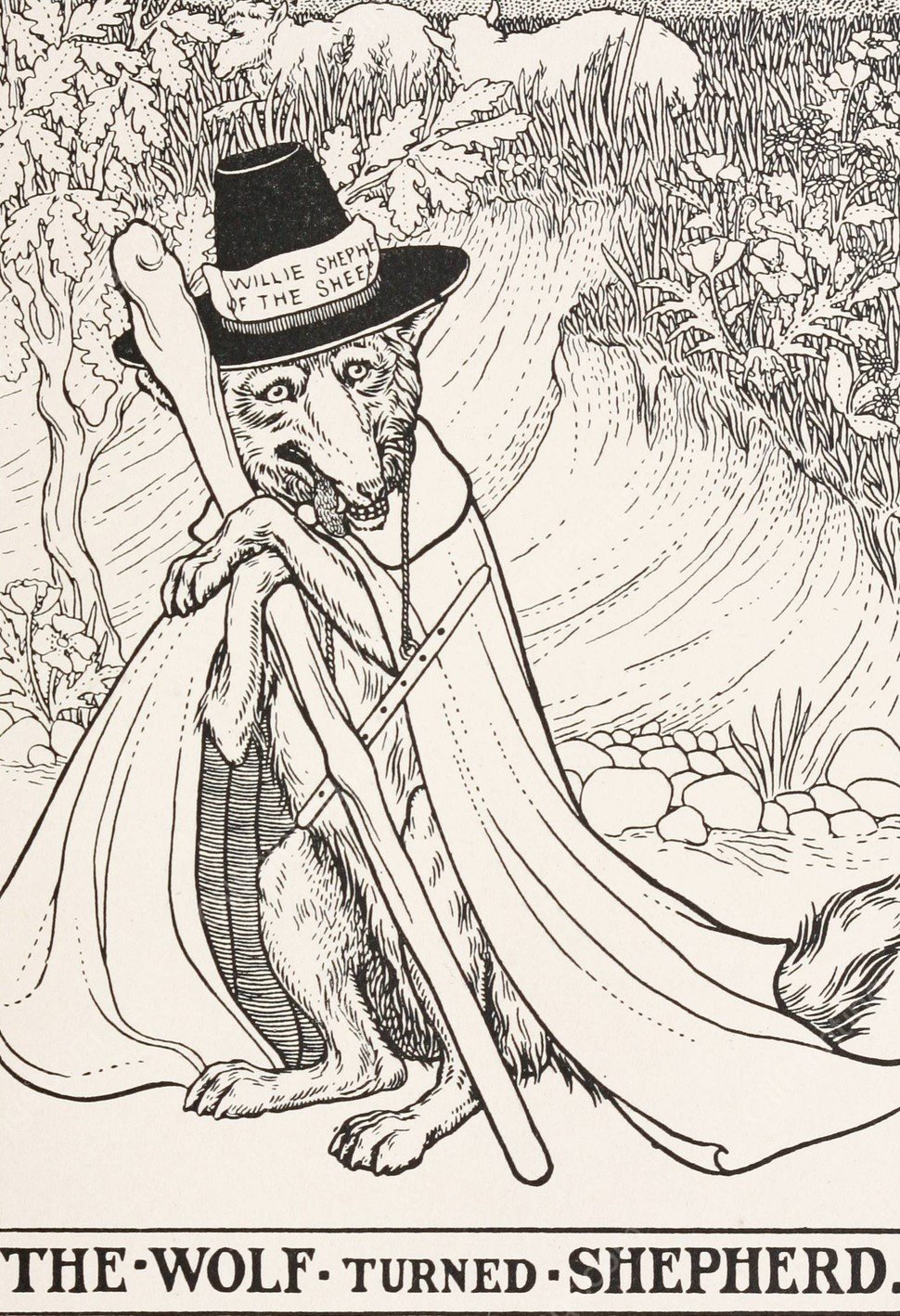 The Wolf turned Shepherd  by Percy J. Billinghurst - Hand-Painted Oil Painting Reproduction