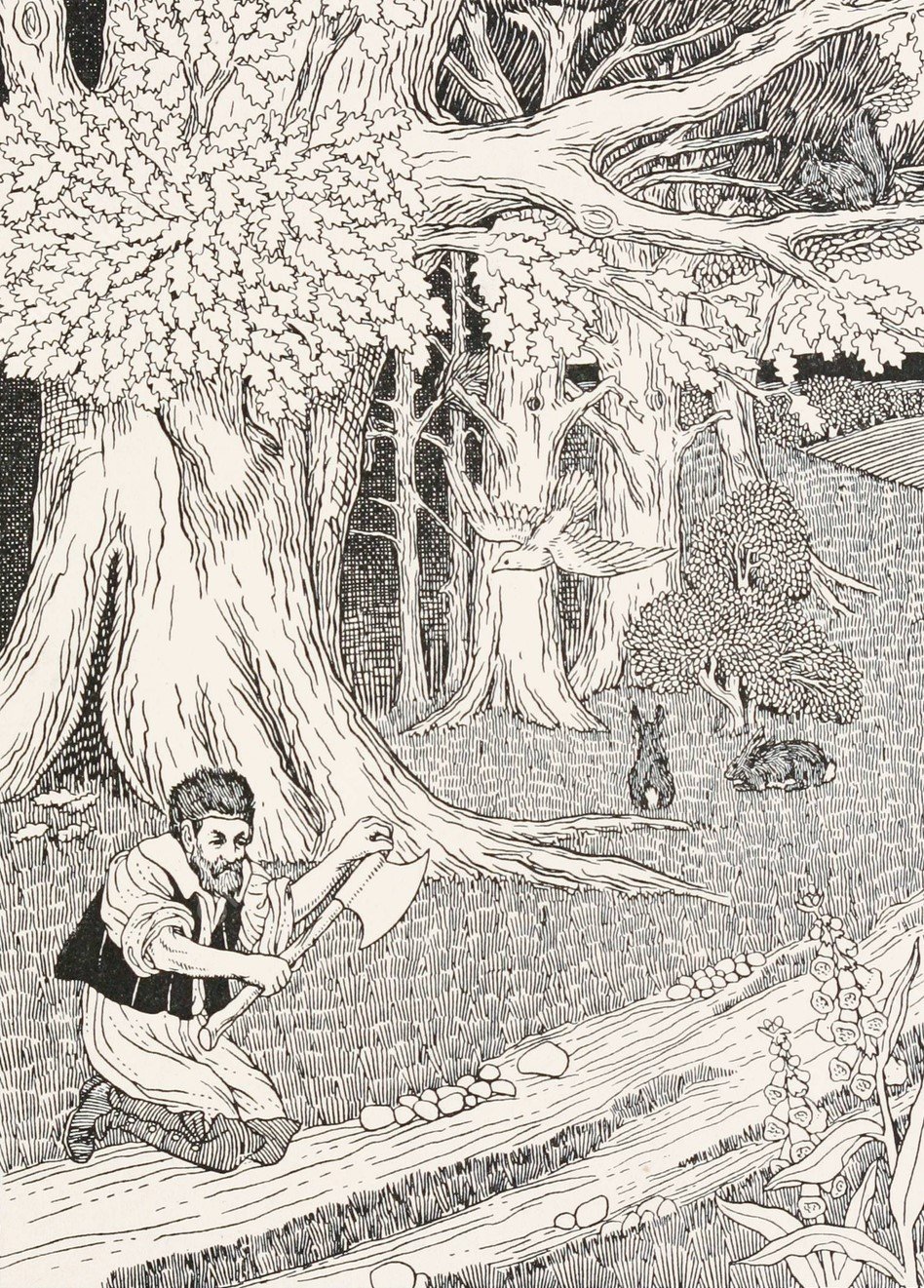 The Woods and the Woodman  by Percy J. Billinghurst - Hand-Painted Oil Painting Reproduction