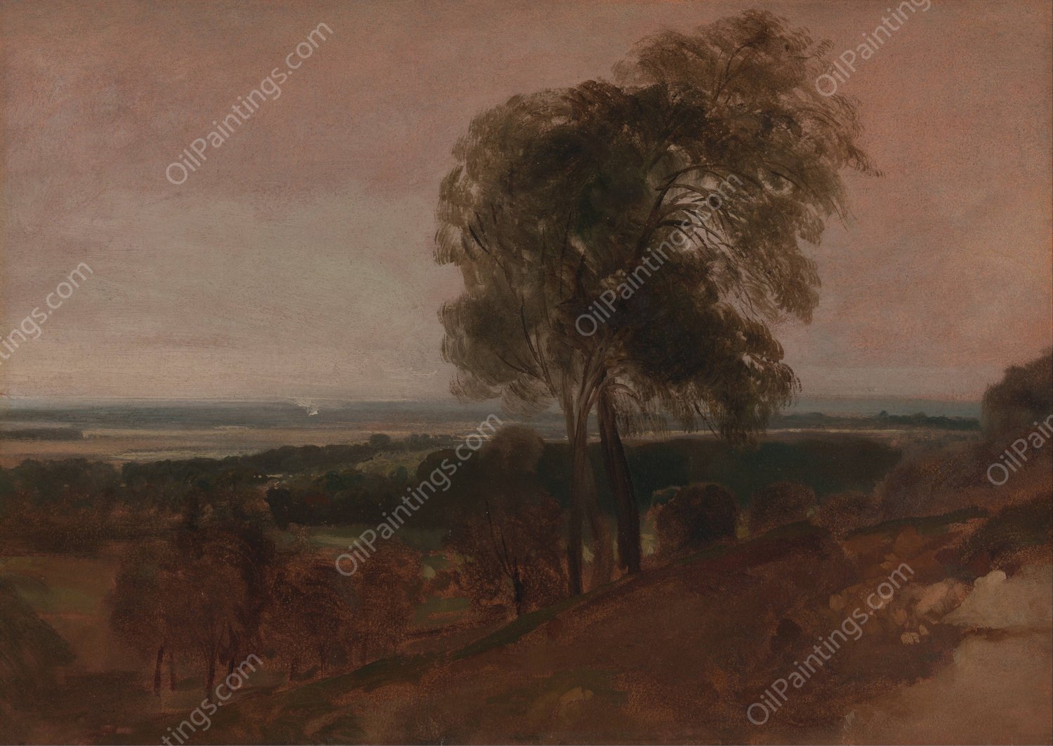 Landscape study at sunset by Peter Dewint - Hand-Painted Oil Painting Reproduction
