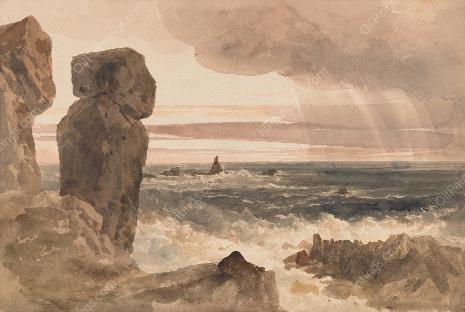 Seascape with Rocks Lizard, Cornwall by Peter Dewint - Hand-Painted Oil Painting Reproduction