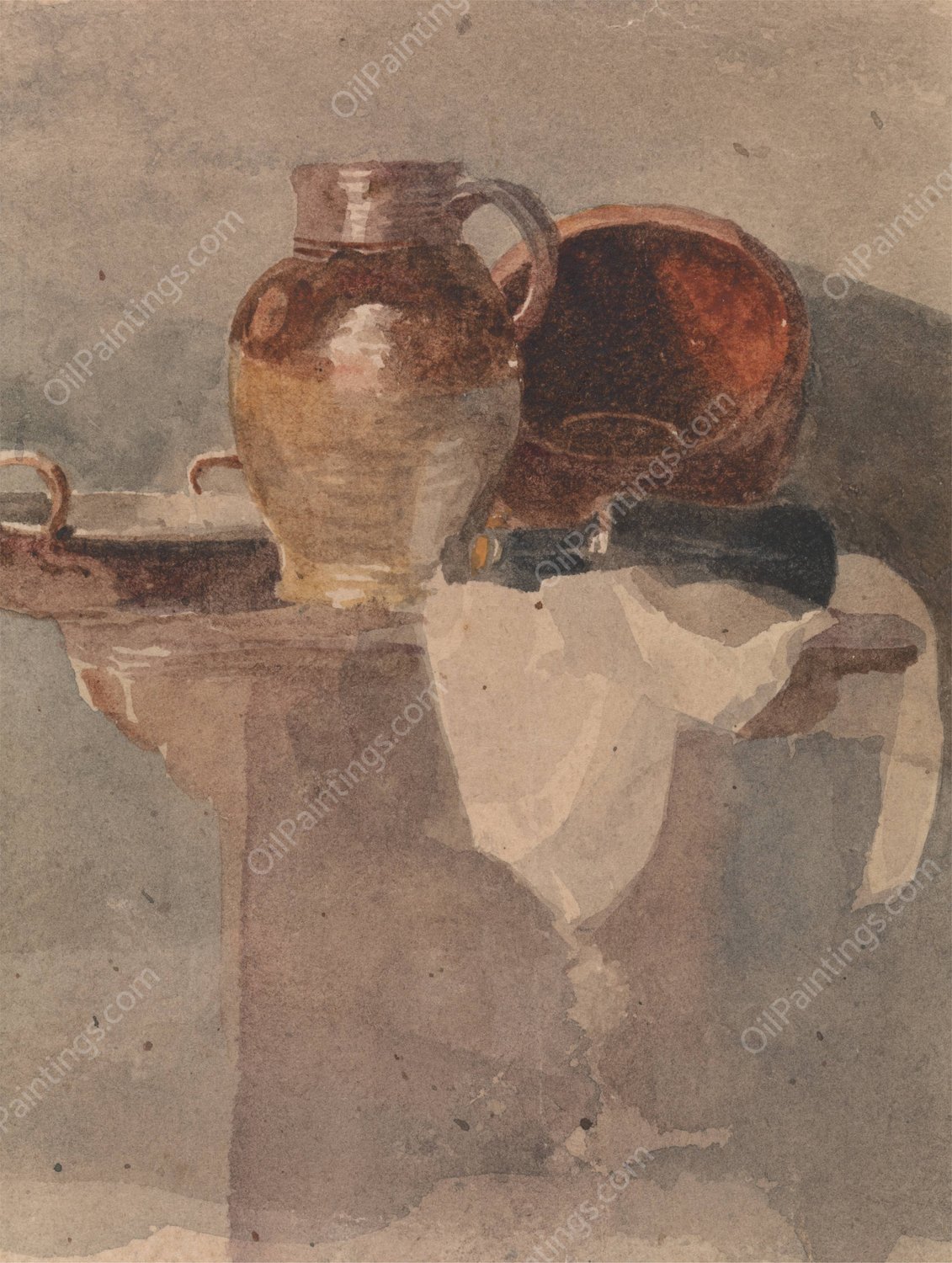 Still Life with a Jug and Copper Pan by Peter Dewint - Hand-Painted Oil Painting Reproduction