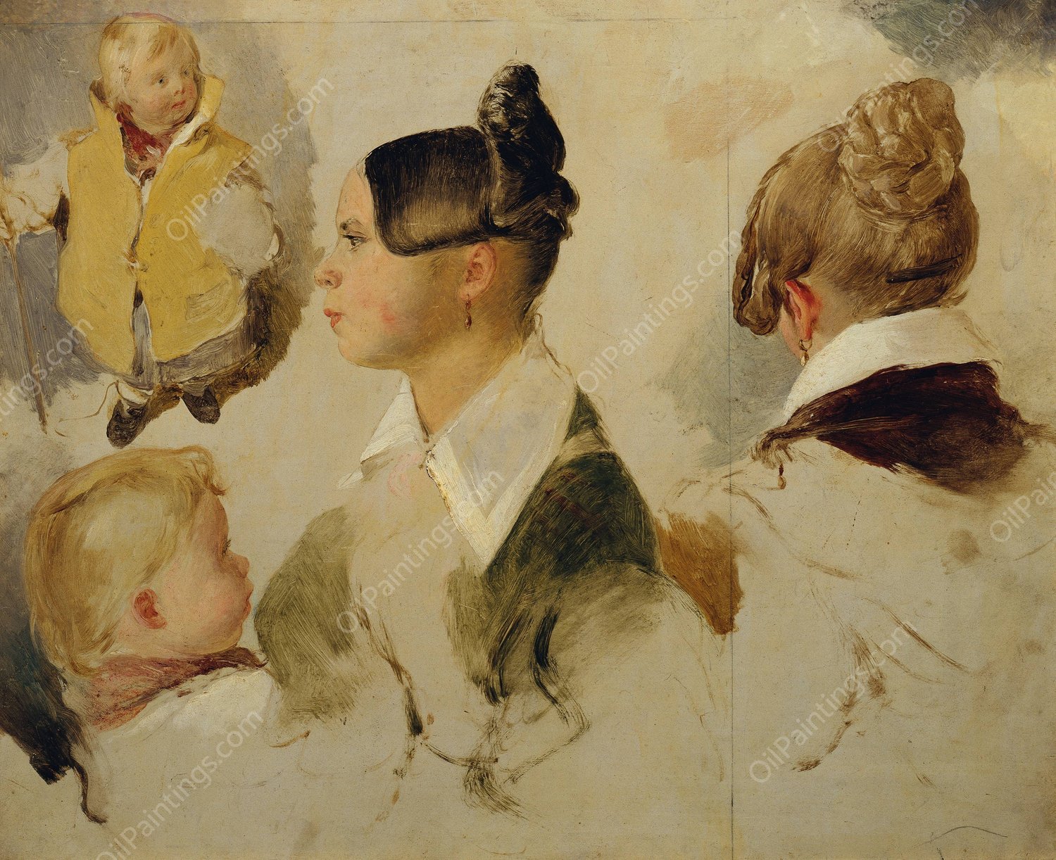 Figurale Studien by Peter Fendi - Hand-Painted Oil Painting Reproduction