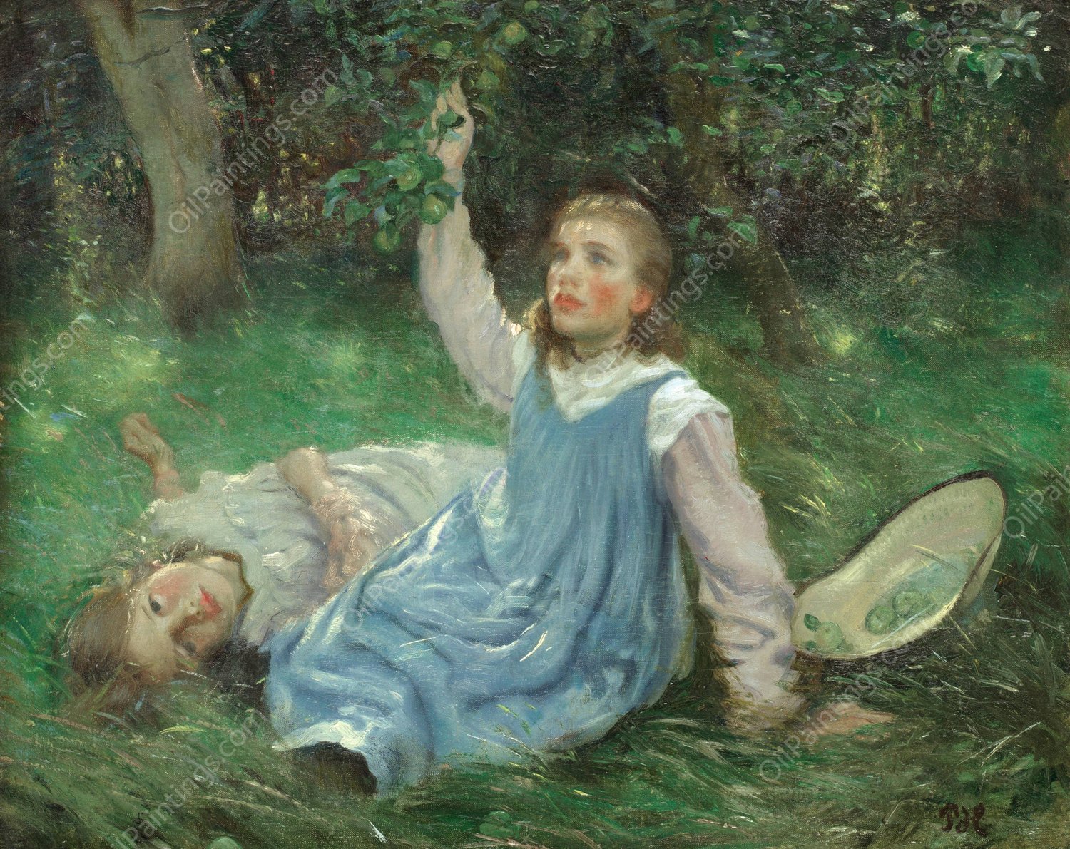 Summer Afternoon Apple Picking by Peter Hansen - Hand-Painted Oil Painting Reproduction