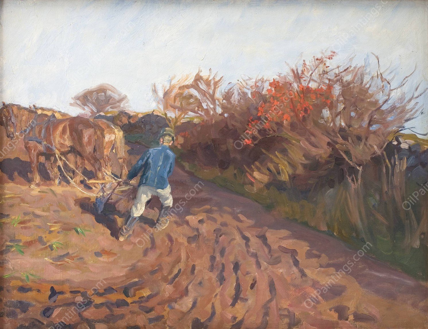 The Ploughman Turns  by Peter Hansen - Hand-Painted Oil Painting Reproduction