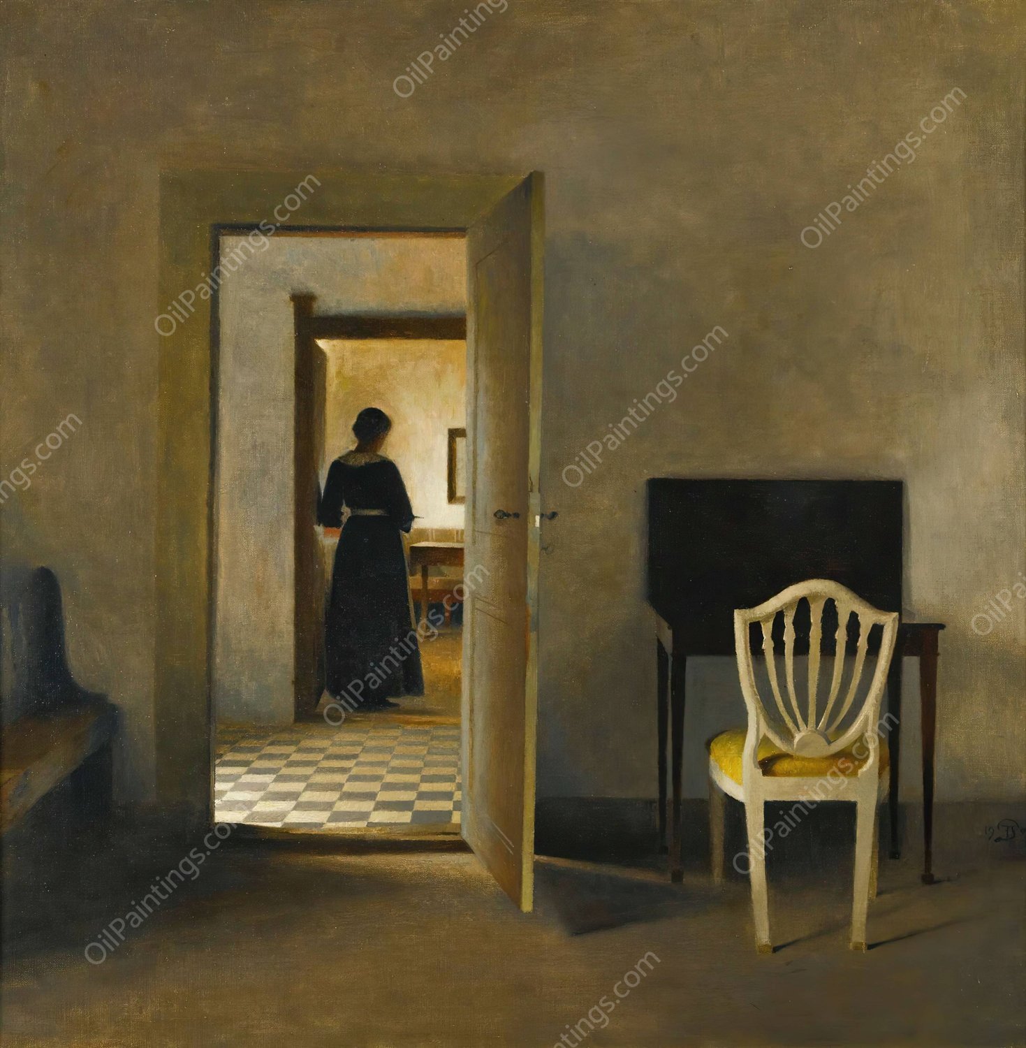 Interior With White Chair  by Peter Ilsted - Hand-Painted Oil Painting Reproduction