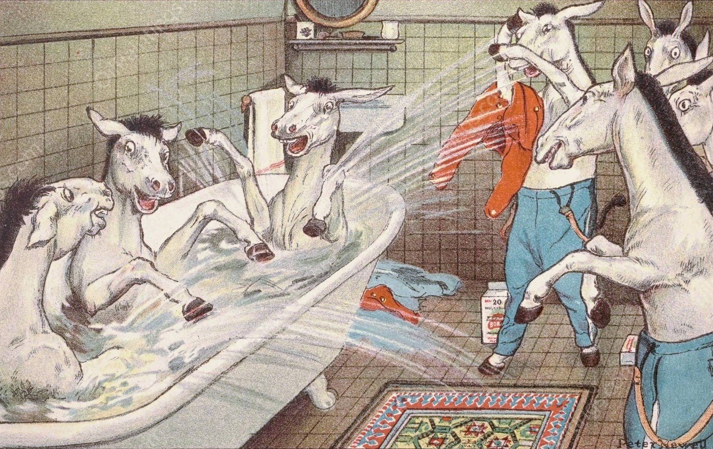 And three or four with hearty cheer, jumped in like folly frogs  by Peter Newell - Hand-Painted Oil Painting Reproduction