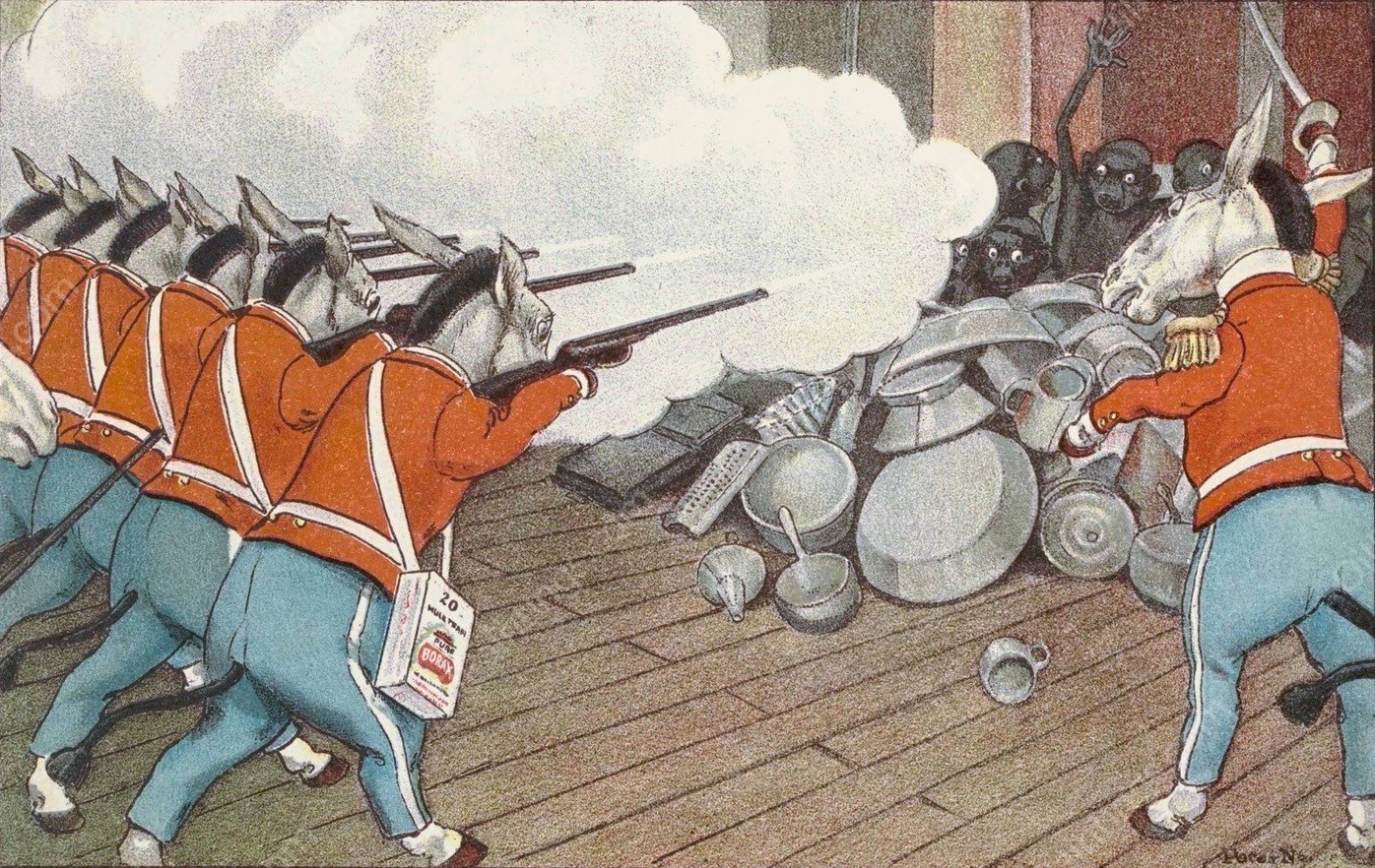 Halt! Sharply Cried the Captain. Fire  by Peter Newell - Hand-Painted Oil Painting Reproduction