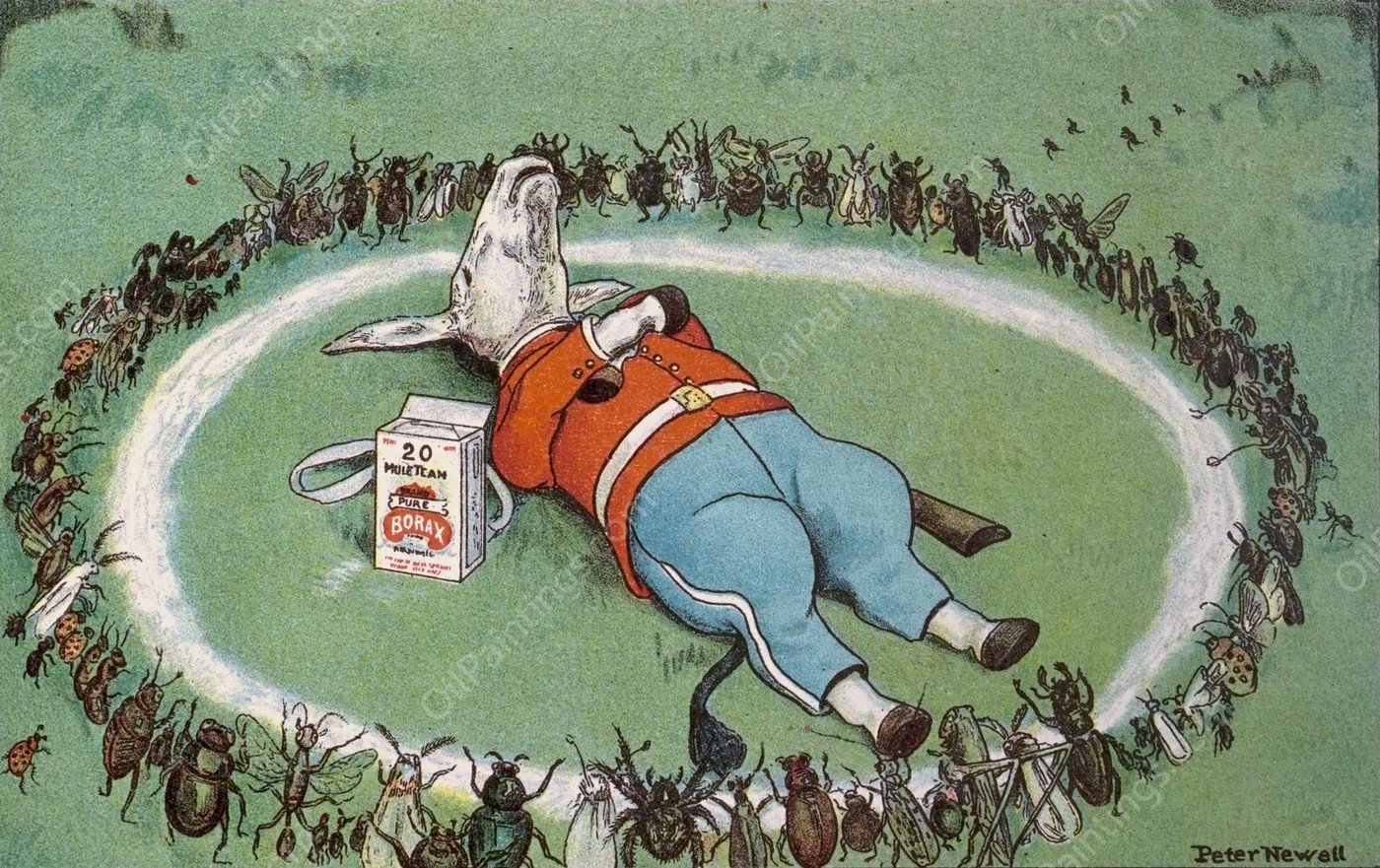 He rested in a Borax ring to keep the bugs away  by Peter Newell - Hand-Painted Oil Painting Reproduction