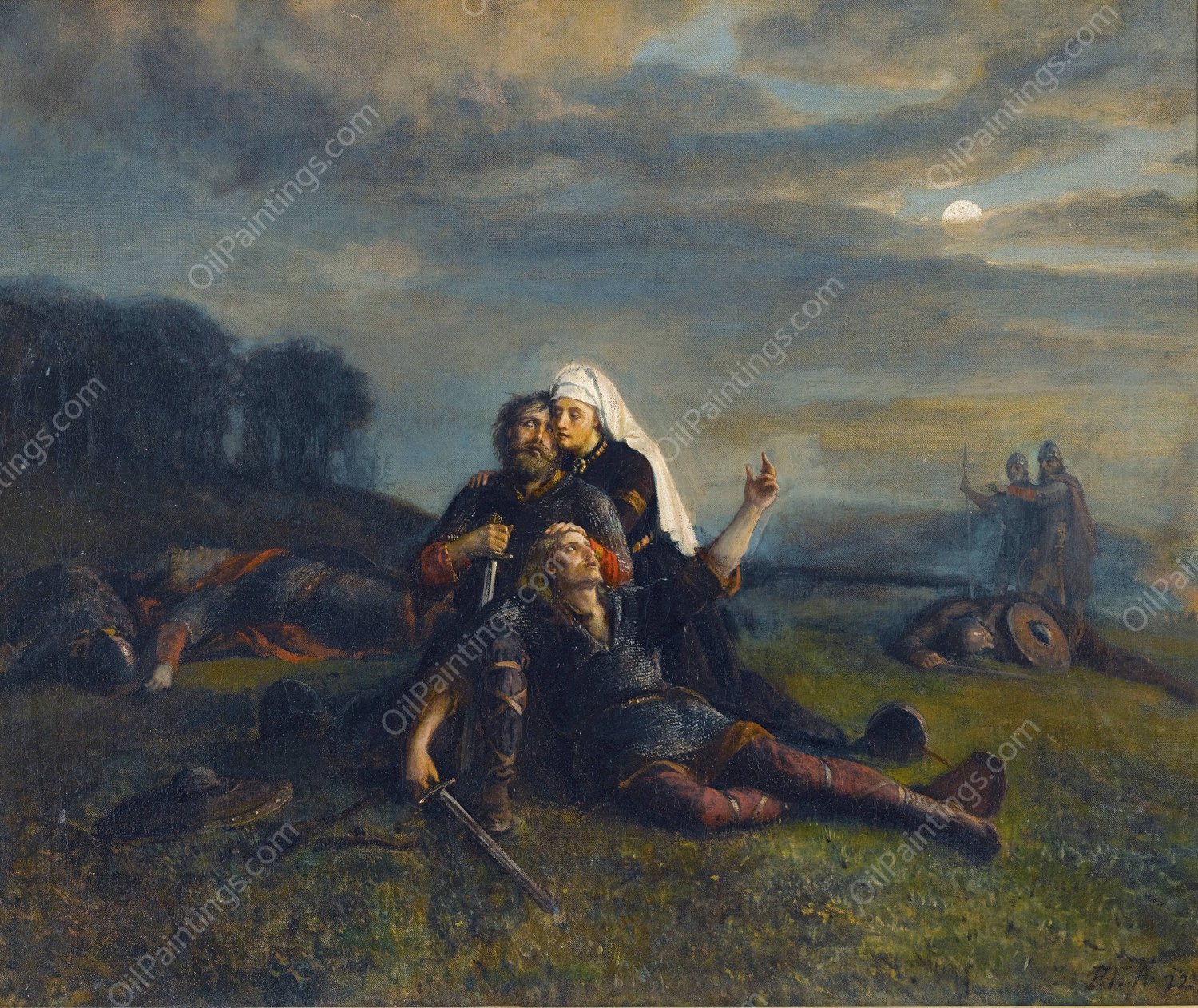 After The Battle  by Peter Nicolai Arbo - Hand-Painted Oil Painting Reproduction