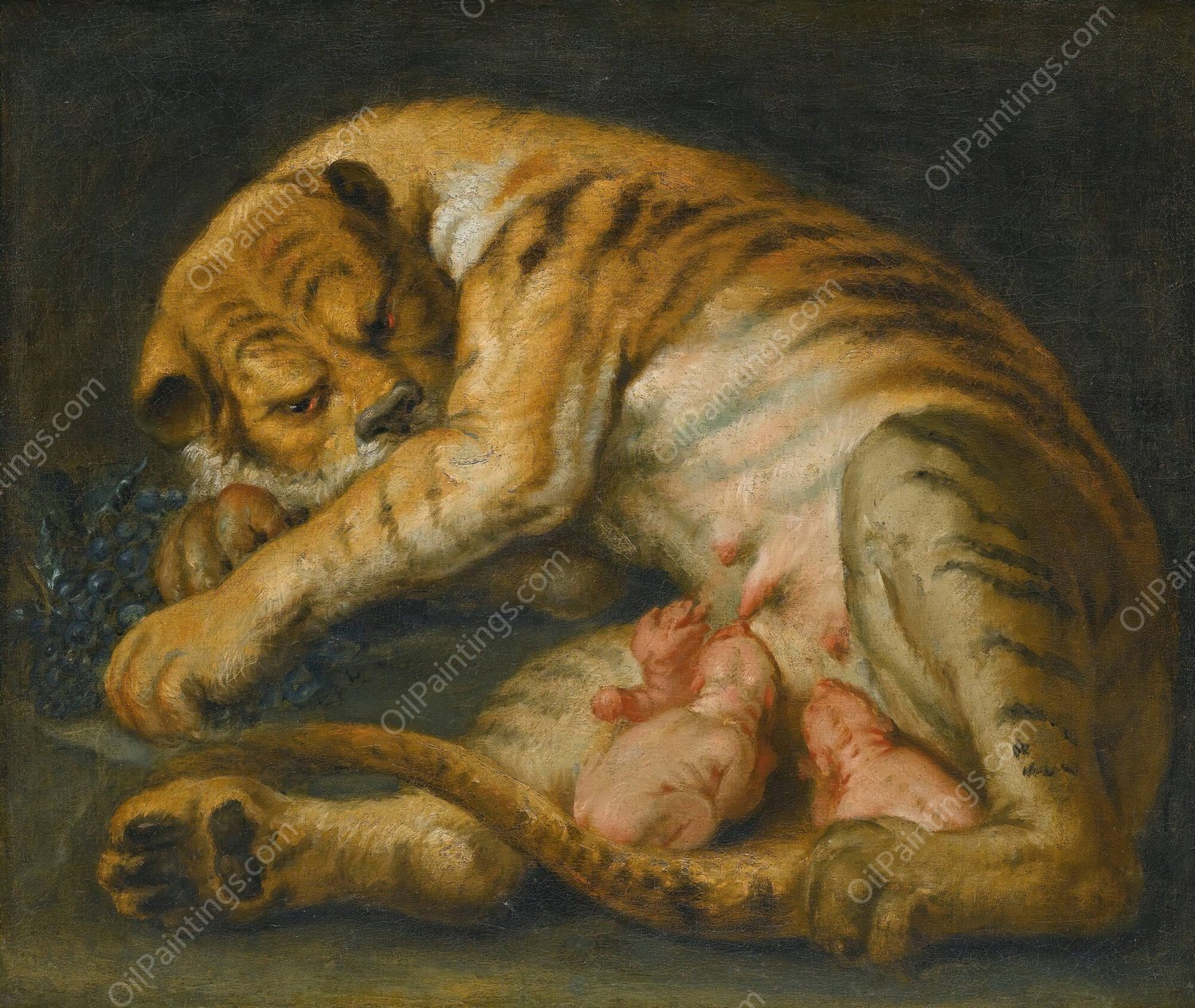 A Tigress With Her Cubs by Peter Paul Rubens (Follower) - Hand-Painted Oil Painting Reproduction
