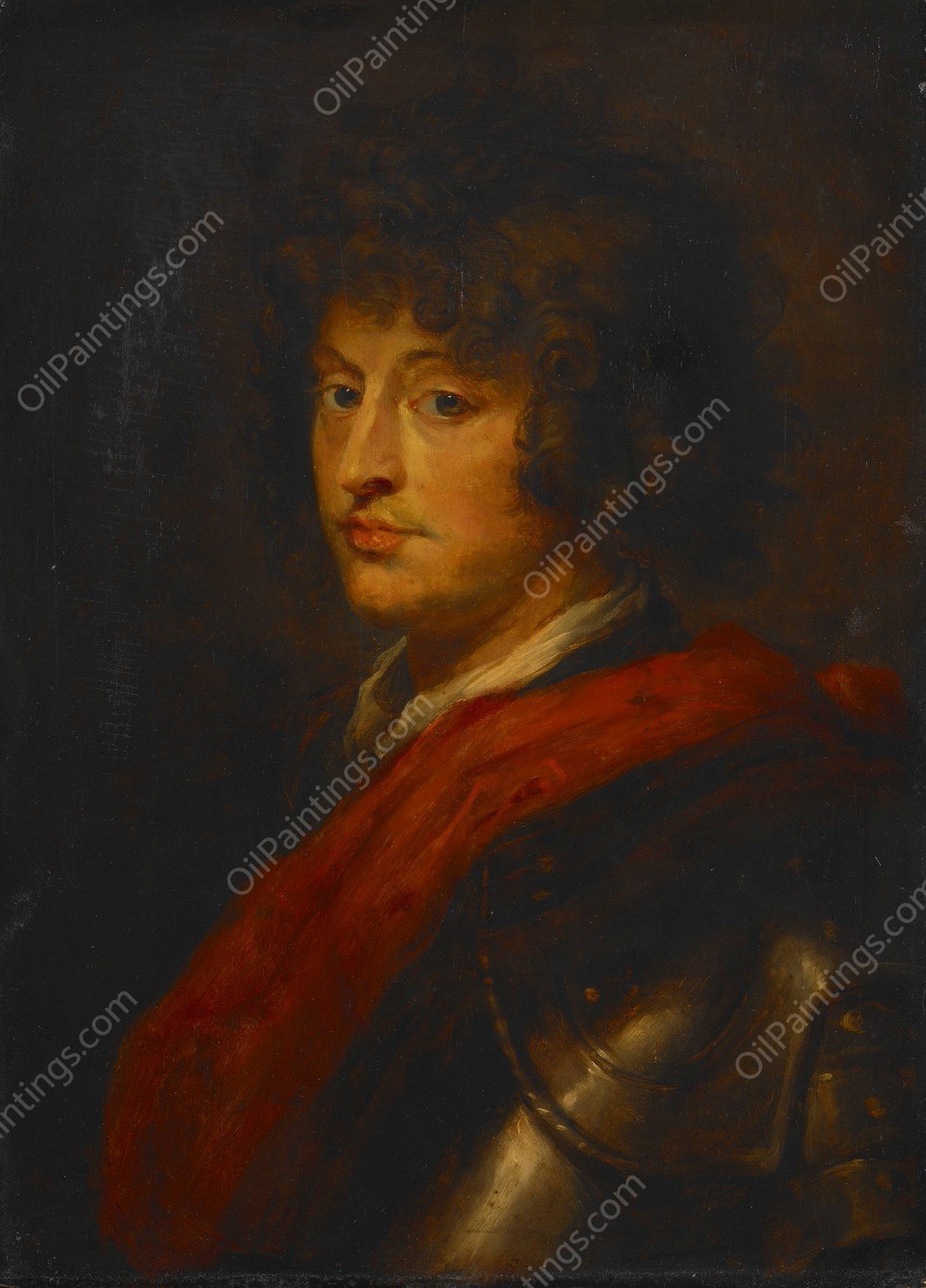 Young Man In Armor by Peter Paul Rubens (Follower) - Hand-Painted Oil Painting Reproduction