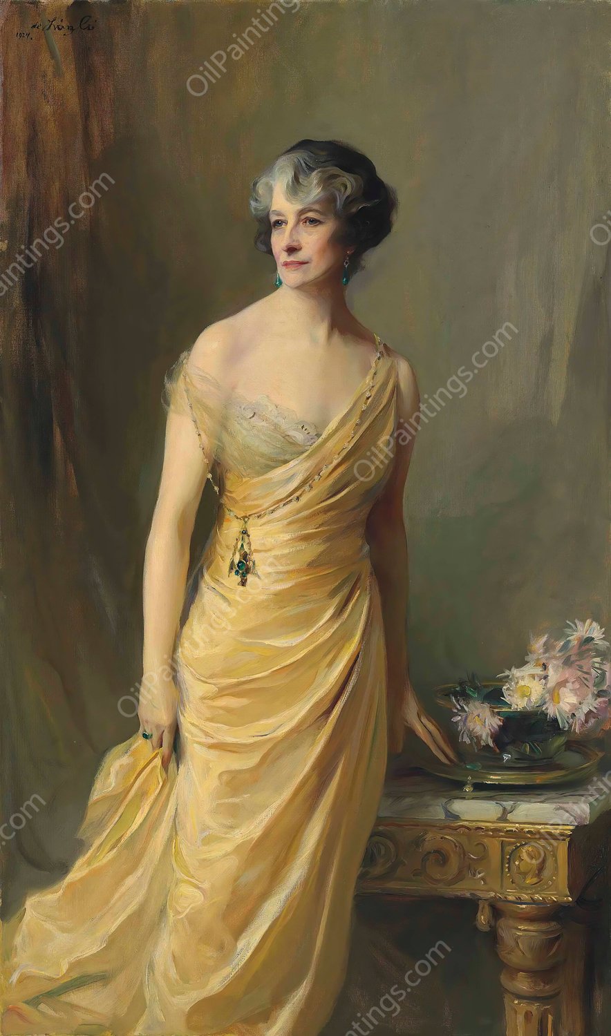Lady Ludlow, nee Alice Sedgwick Mankiewicz  by Philip Alexius De Laszlo - Hand-Painted Oil Painting Reproduction