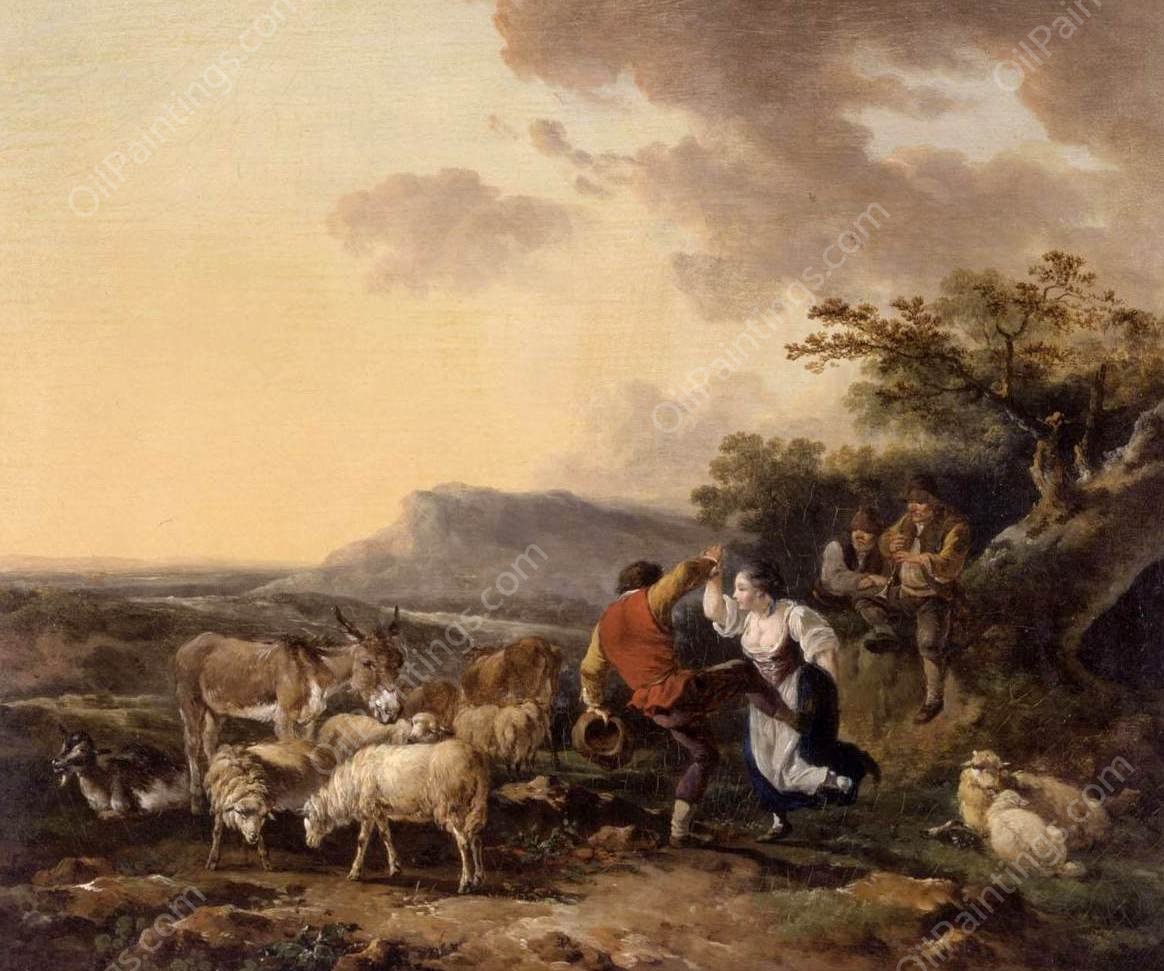 Shepherd and Shepherdess Dancing by Philip Jacques De Loutherbourg - Hand-Painted Oil Painting Reproduction