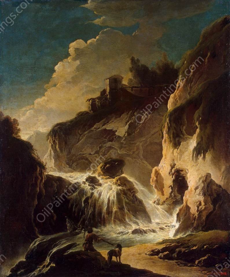 Landscape with a Waterfall by Philipp Peter Roos - Hand-Painted Oil Painting Reproduction