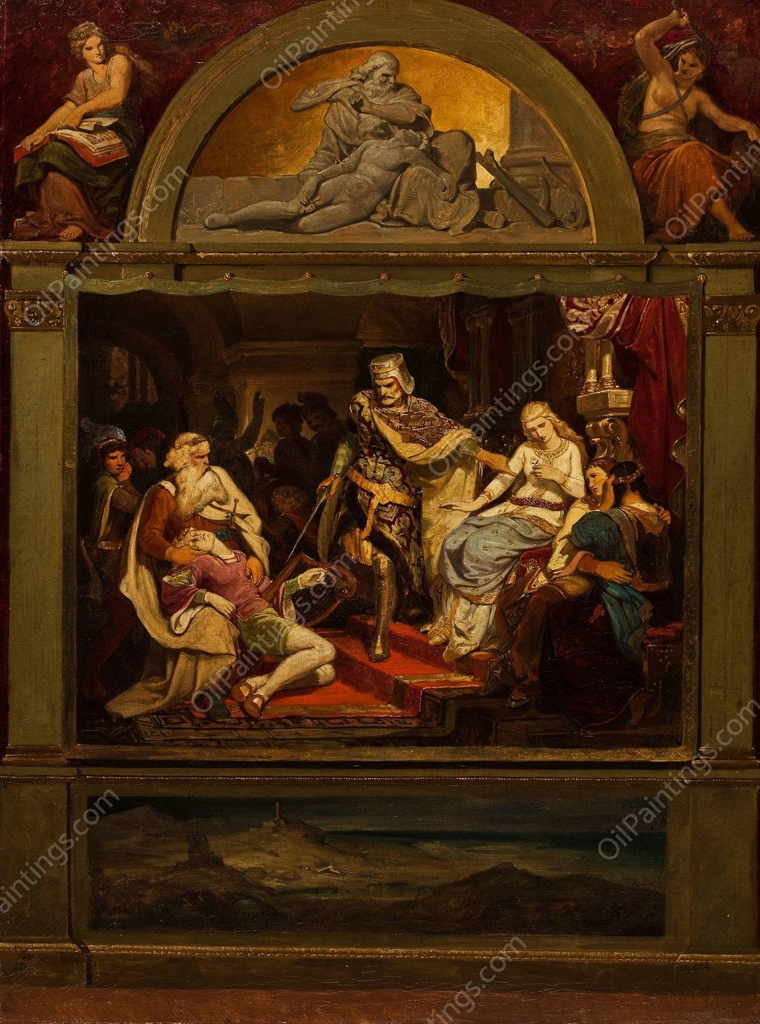 Composition Sketch Illustrating Johann Ludwig Uhland's Poem 'des Sangers Fluch' by Philipp Von Foltz - Hand-Painted Oil Painting Reproduction