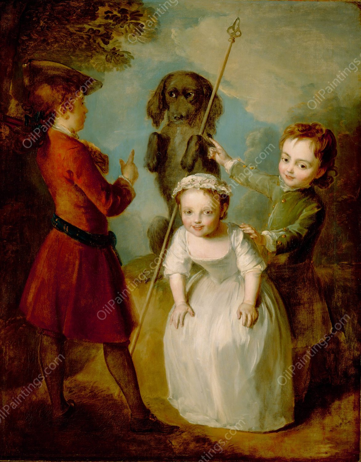 Playing Soldier  by Philippe Mercier - Hand-Painted Oil Painting Reproduction