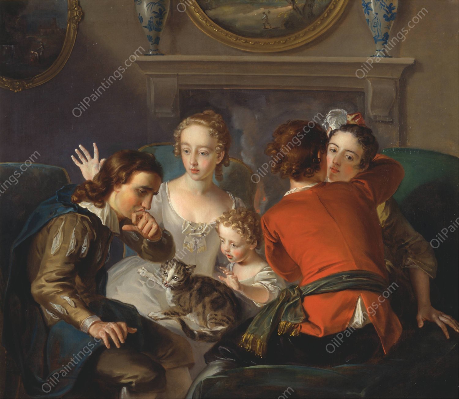 The Sense of Touch  by Philippe Mercier - Hand-Painted Oil Painting Reproduction