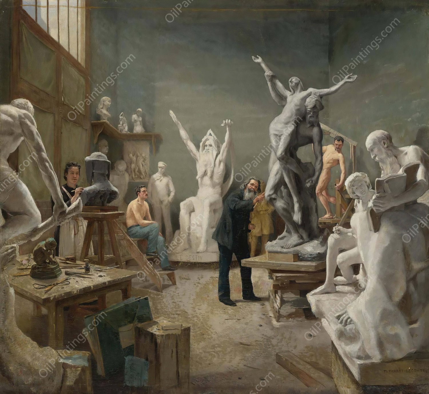 The Sculptor's Studio by Philippe Parrot-Lecomte - Hand-Painted Oil Painting Reproduction