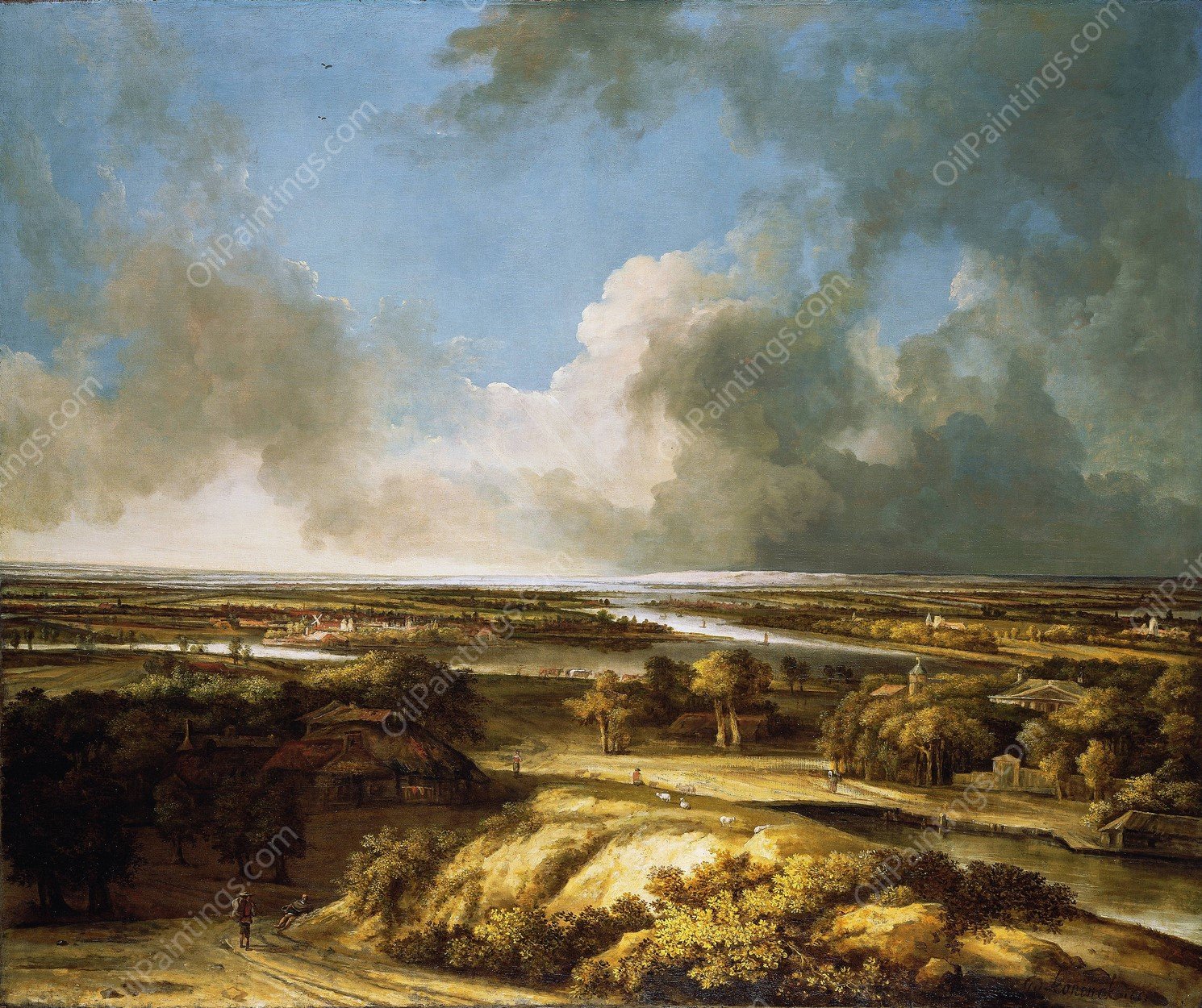 A Panoramic Landscape  by Philips Koninck - Hand-Painted Oil Painting Reproduction