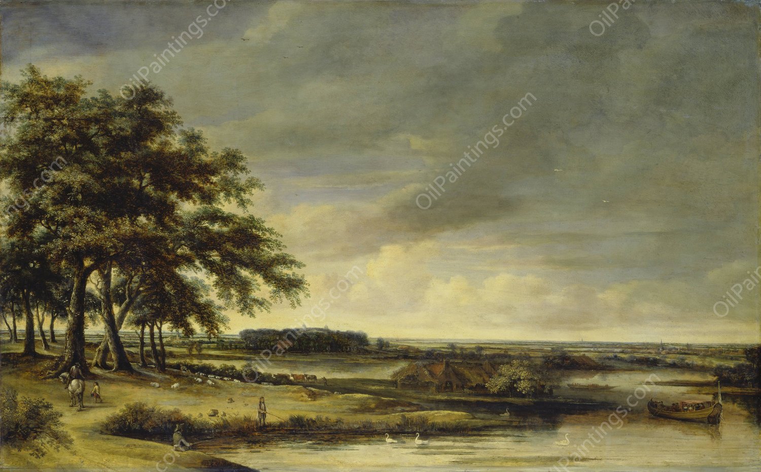 Dutch Landscape  by Philips Koninck - Hand-Painted Oil Painting Reproduction