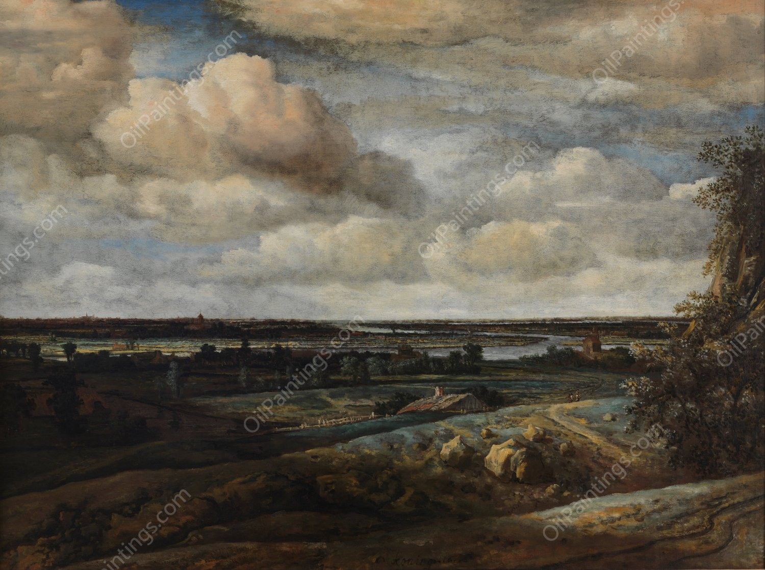Dutch Panorama Landscape with a Distant View of Haarlem by Philips Koninck - Hand-Painted Oil Painting Reproduction