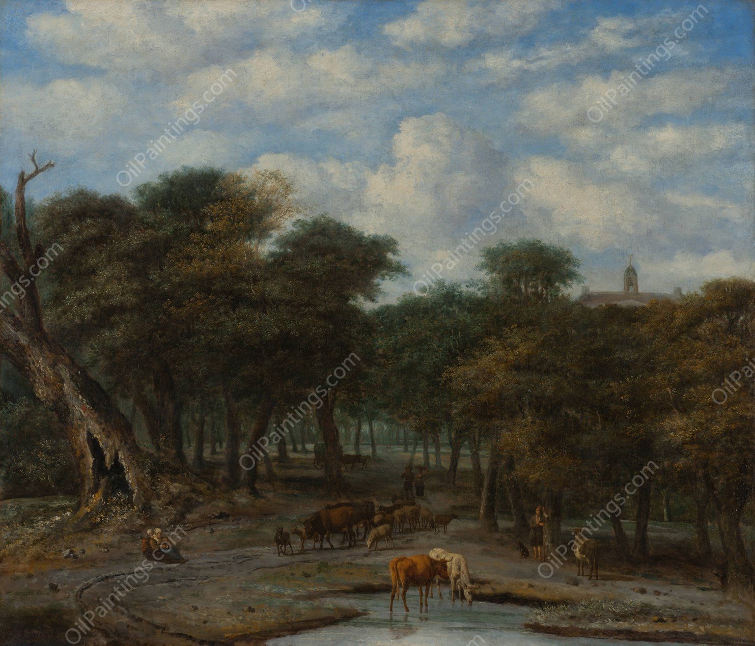 Forest Clearing with Cattle  by Philips Koninck - Hand-Painted Oil Painting Reproduction