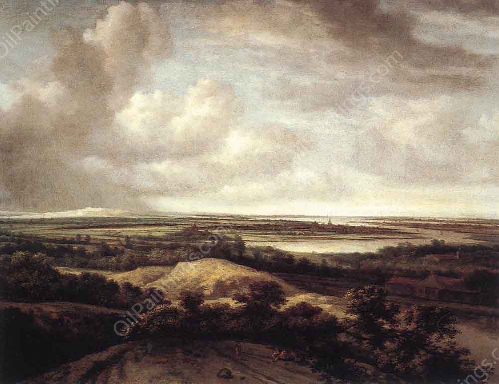 Panorama View of Dunes and a River by Philips Koninck - Hand-Painted Oil Painting Reproduction
