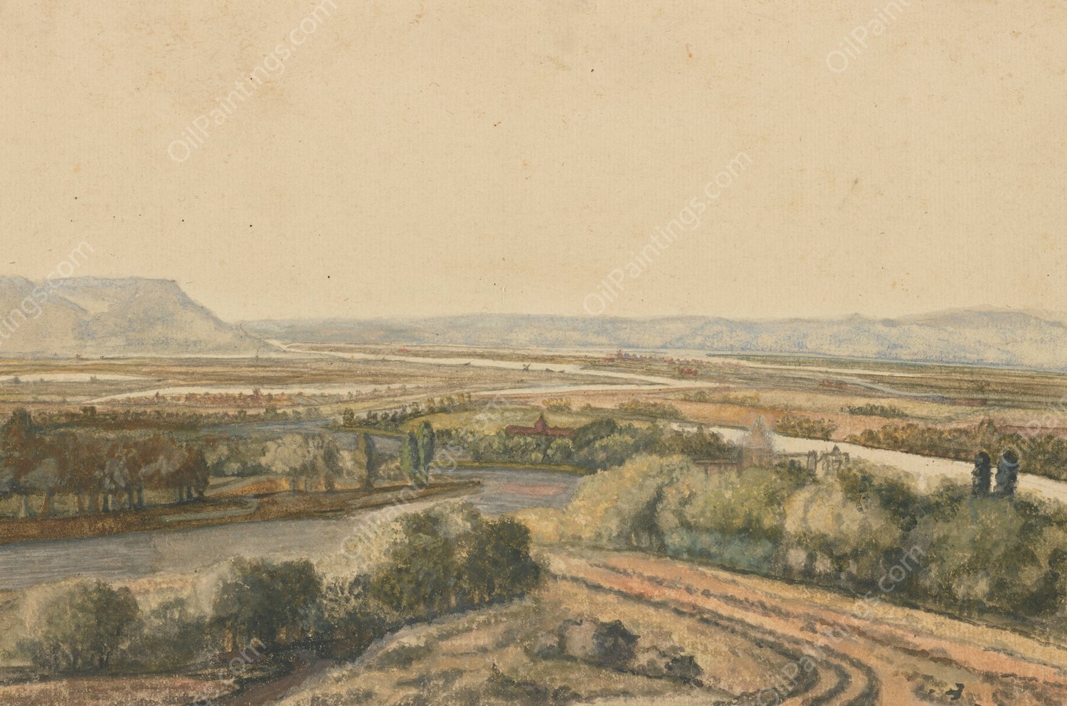 River Landscape  by Philips Koninck - Hand-Painted Oil Painting Reproduction