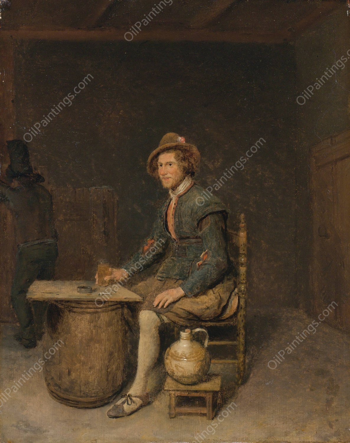 Seated Hunter In A Tavern  by Philips Koninck - Hand-Painted Oil Painting Reproduction