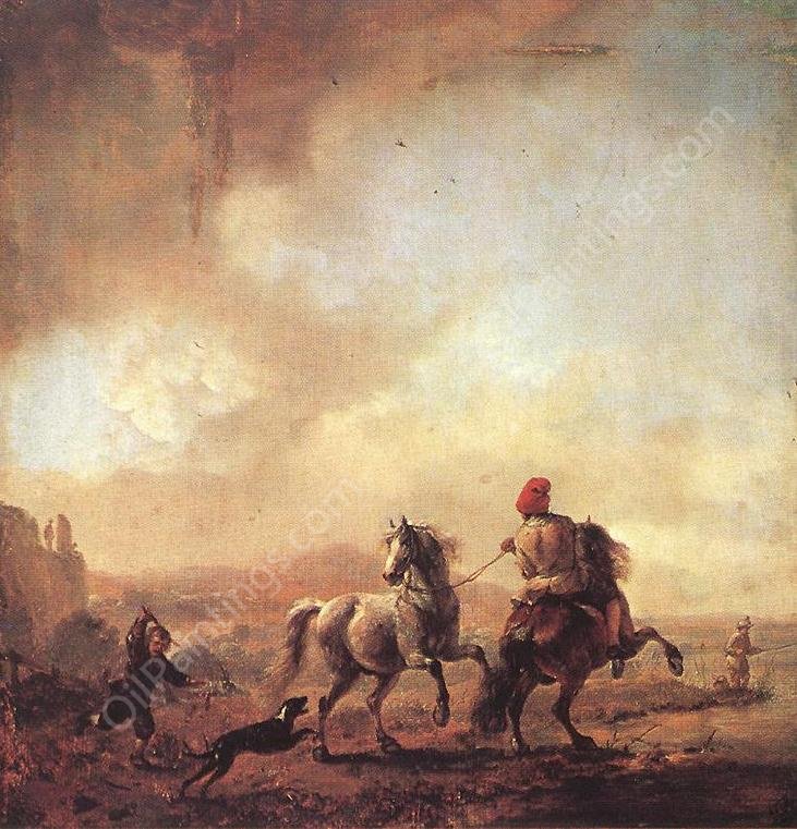 Two Horses by Philips Wouwerman - Hand-Painted Oil Painting Reproduction