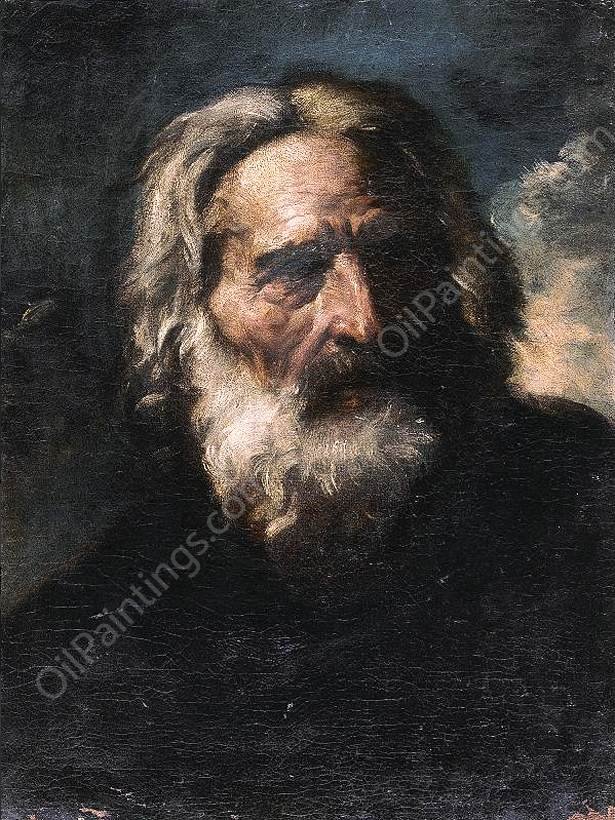 Portrait of a Bearded Old Man by Pier Francesco Mola - Hand-Painted Oil Painting Reproduction